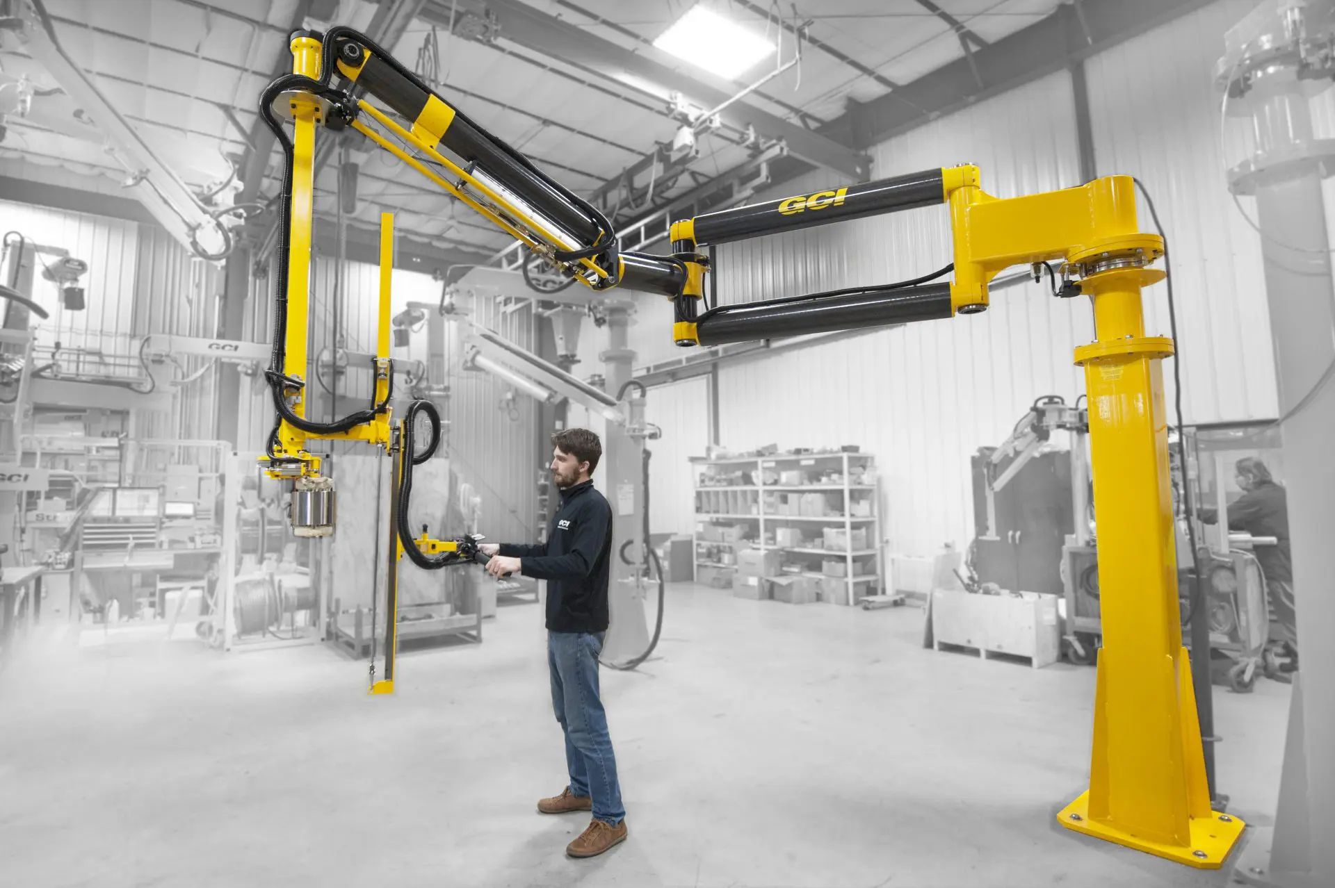 Custom engineered torque reaction arm for improved operator safety and ergonomics
