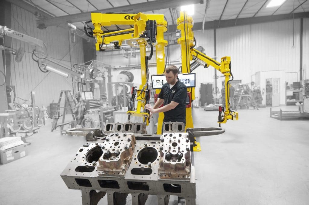 Operator running a GCI 1000 Nm twin spindle smart torque arm