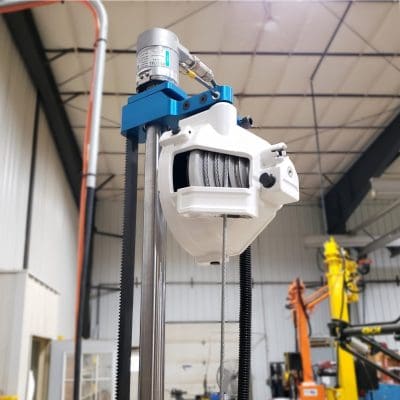 Spring balancer and encoder to track rotation