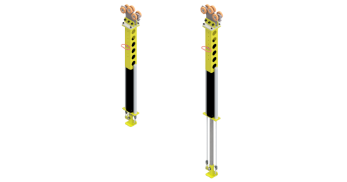 T600ST - Steel industrial torque tube retracted and expanded