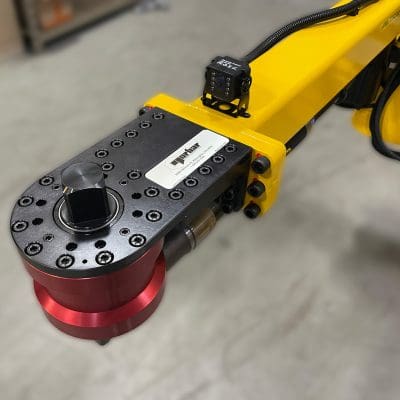 The camera is positioned to view the position of the torque tool drive