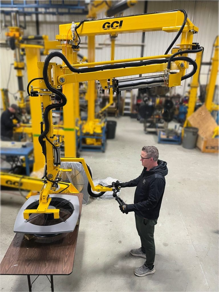 Manipulator Arm with Custom Gripper for air conditioner subassembly